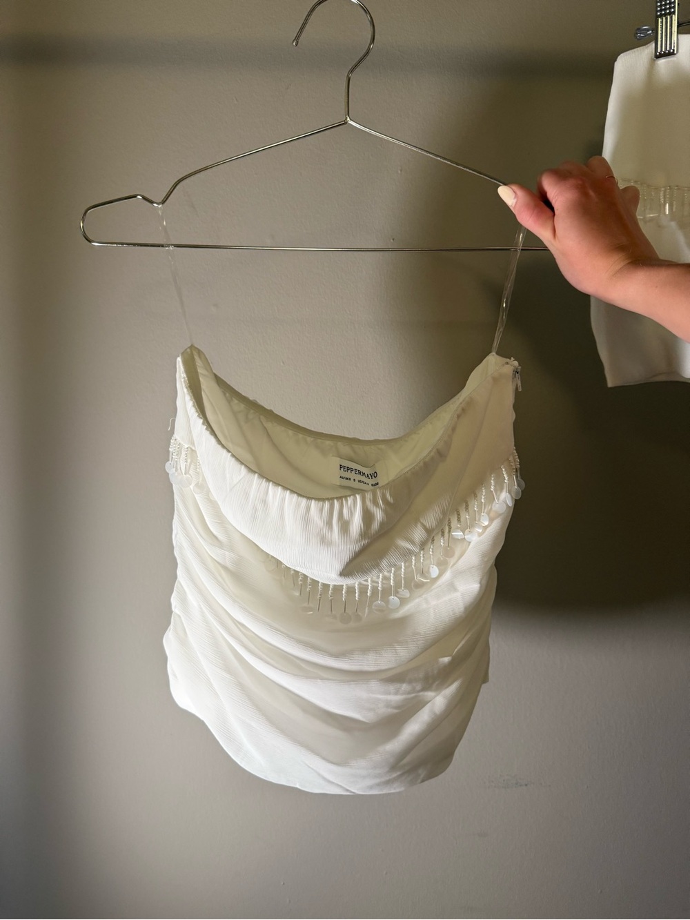 Peppermayo White Beaded Strapless Skirt Set - Picture 4 of 11